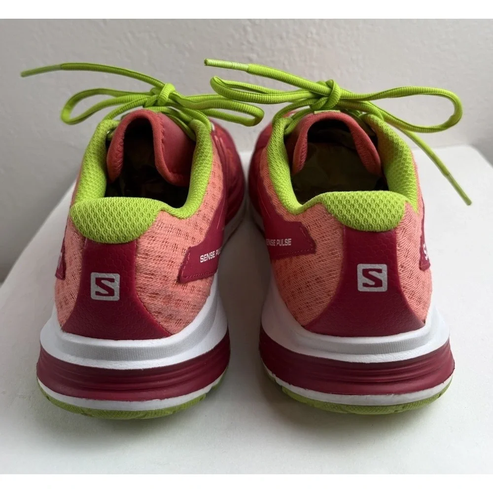Salomon Pulse Trail Running Shoes Pink Lime Mesh Athletic Sneakers Women Sz 7.5